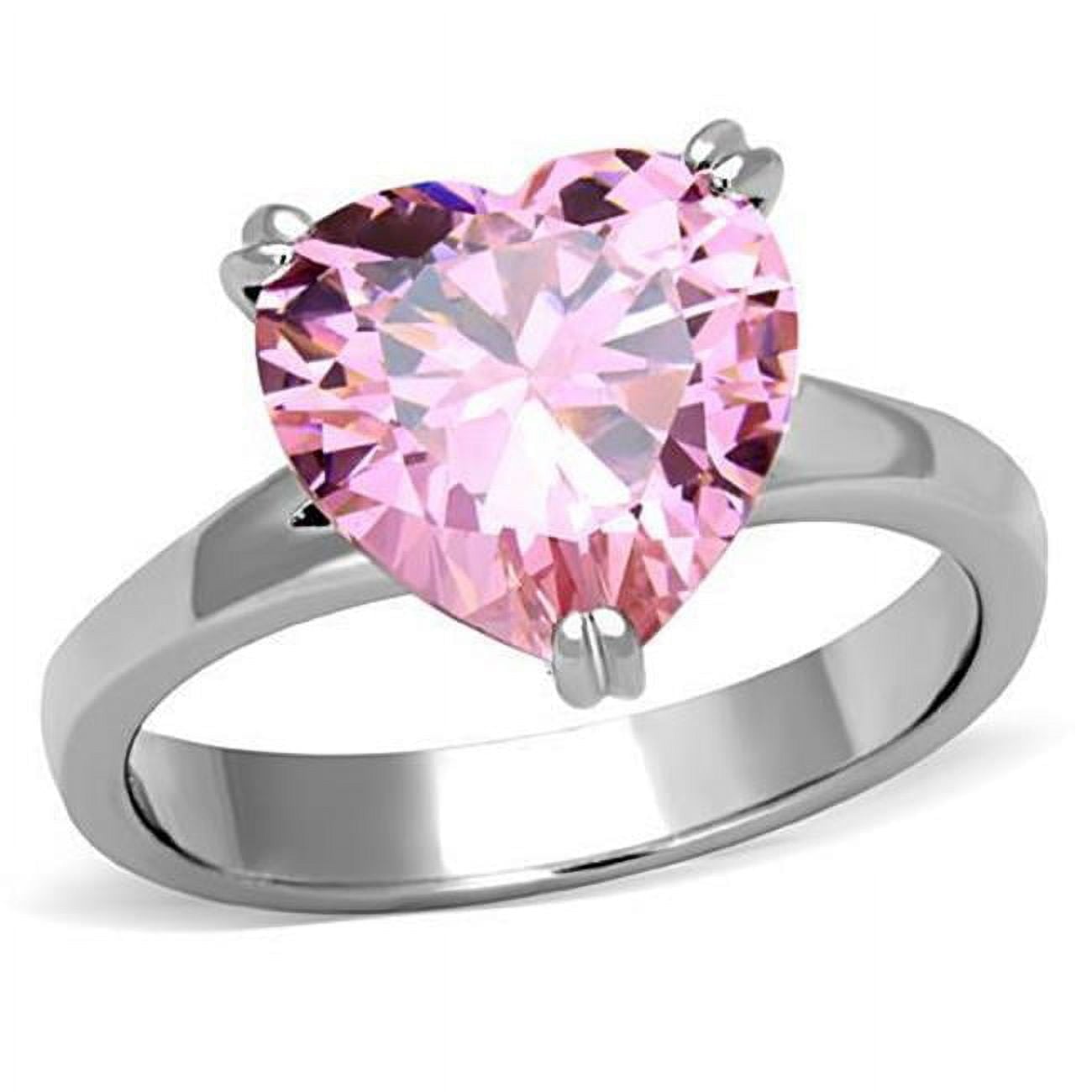 TK1513-9 Women High Polished Stainless Steel Ring with AAA Grade CZ in Rose - Size 9
