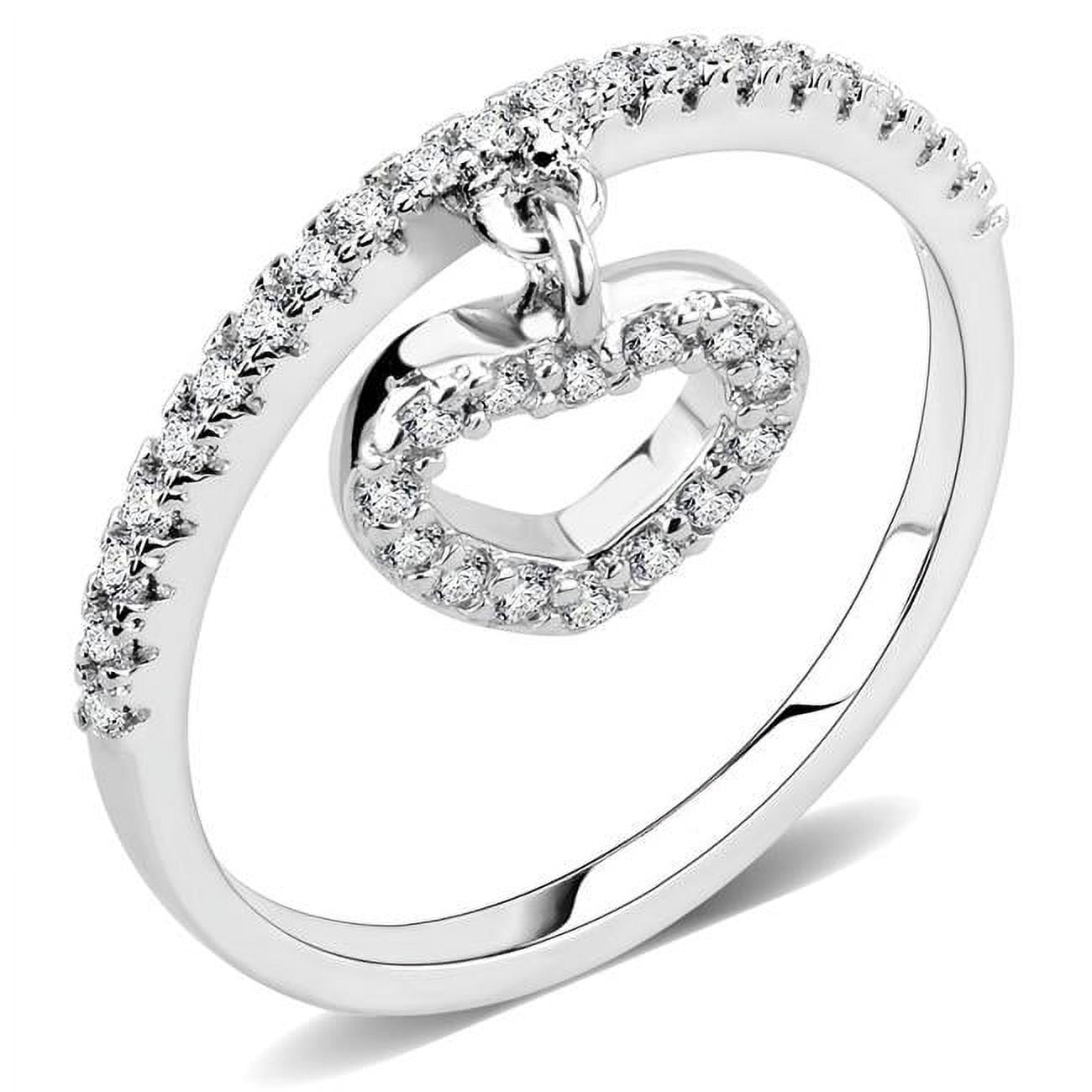 Women Rhodium Brass Ring with AAA Grade CZ in Clear - Size 7