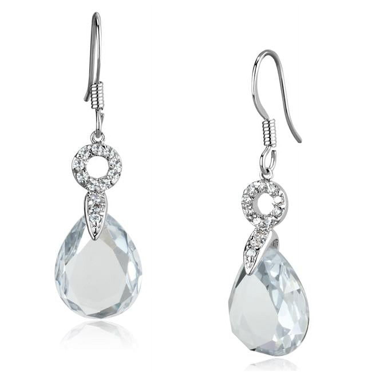 Women Rhodium Brass Earrings with AAA Grade CZ in Clear