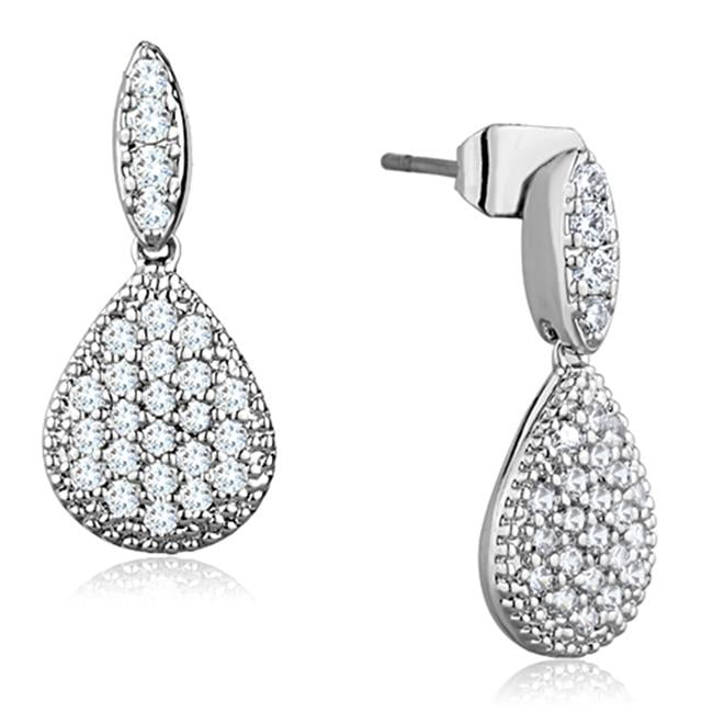 Women Rhodium Brass Earrings with AAA Grade CZ in Clear