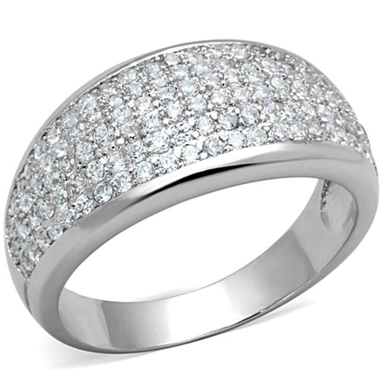 3W730-9 Women Rhodium Brass Ring with AAA Grade CZ in Clear - Size 9