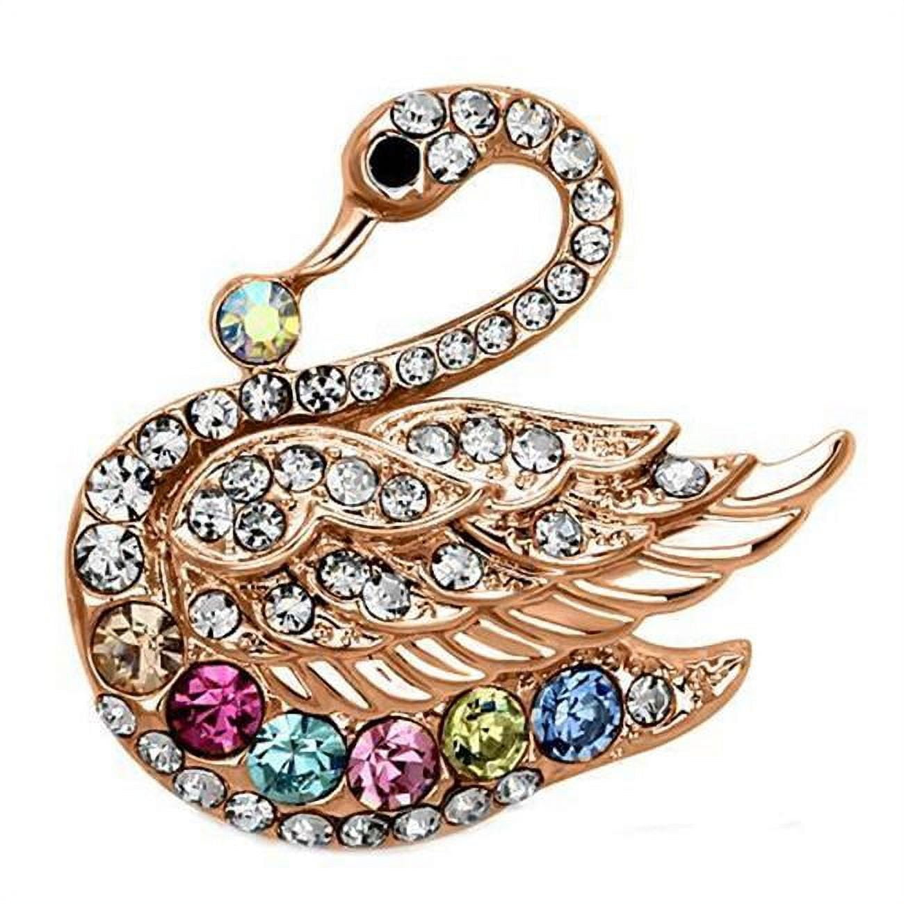 Picture of Alamode LO2789 Women Flash Rose Gold White Metal Brooches with Top Grade Crystal in Multi Color