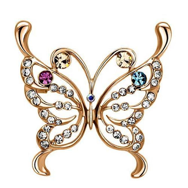 Picture of Alamode LO2794 Women Flash Rose Gold White Metal Brooches with Top Grade Crystal in Multi Color