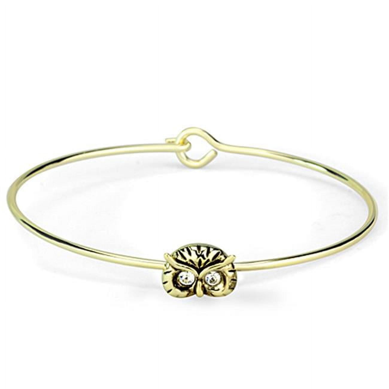 Women Gold Brass Bangle with Top Grade Crystal in Clear - 7 in.
