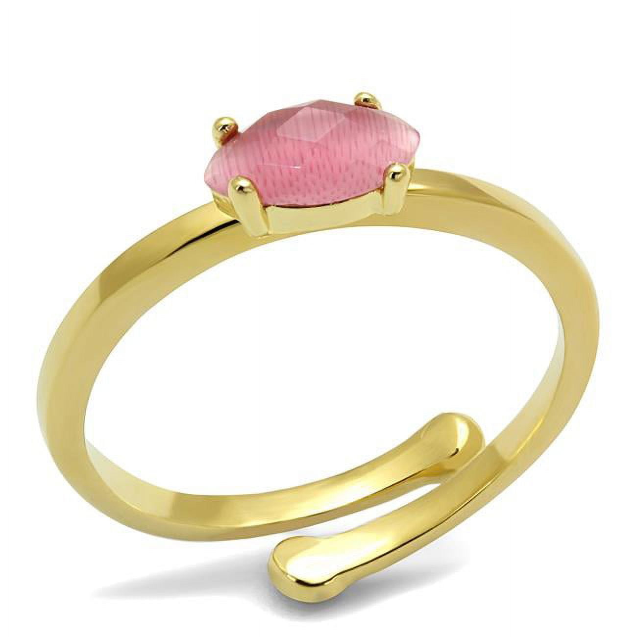 Women Flash Gold Brass Ring with Synthetic in Rose - Size 8