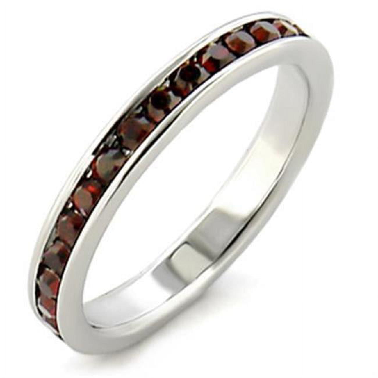 Picture of Alamode LOA509-7 Women High-Polished 925 Sterling Silver Ring with Top Grade Crystal in Garnet - Size 7