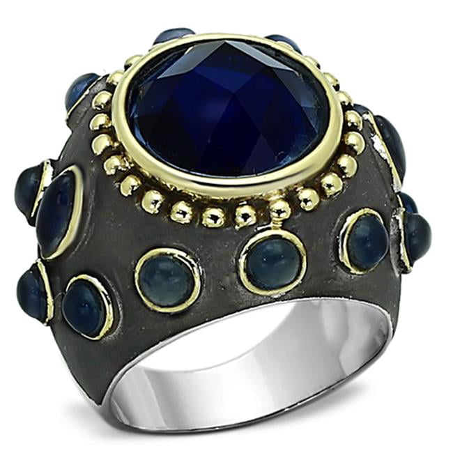 Picture of Alamode LOA880-6 Women Reverse Two-Tone Brass Ring with Synthetic in Montana - Size 6