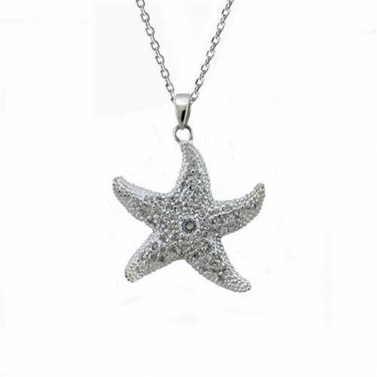 Picture of Alamode LOAS1325-16 Women High-Polished 925 Sterling Silver Chain Pendant with AAA Grade CZ in Clear - 16 in.
