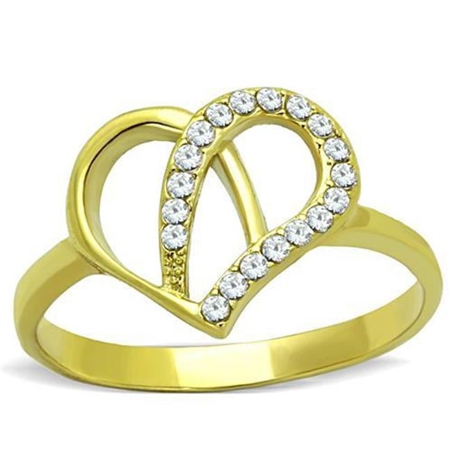 TK1586-10 Women IP Gold Stainless Steel Ring with AAA Grade CZ in Clear - Size 10