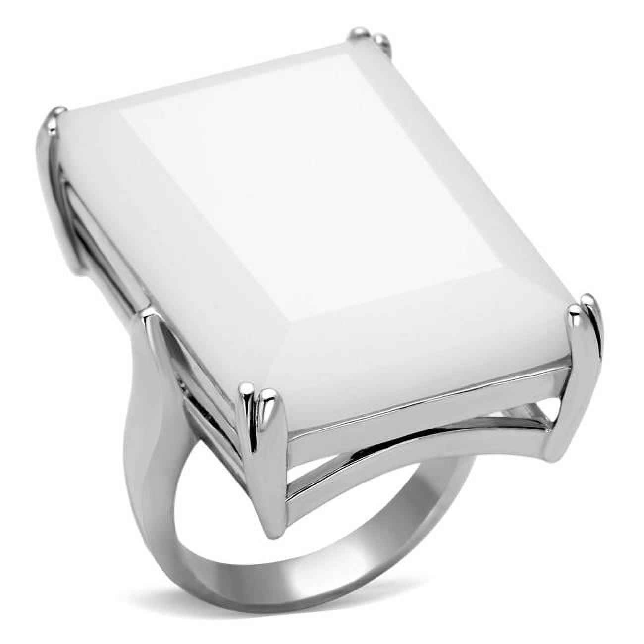 Picture of Alamode LOAS868-8 Women Rhodium 925 Sterling Silver Ring with Synthetic in White - Size 8