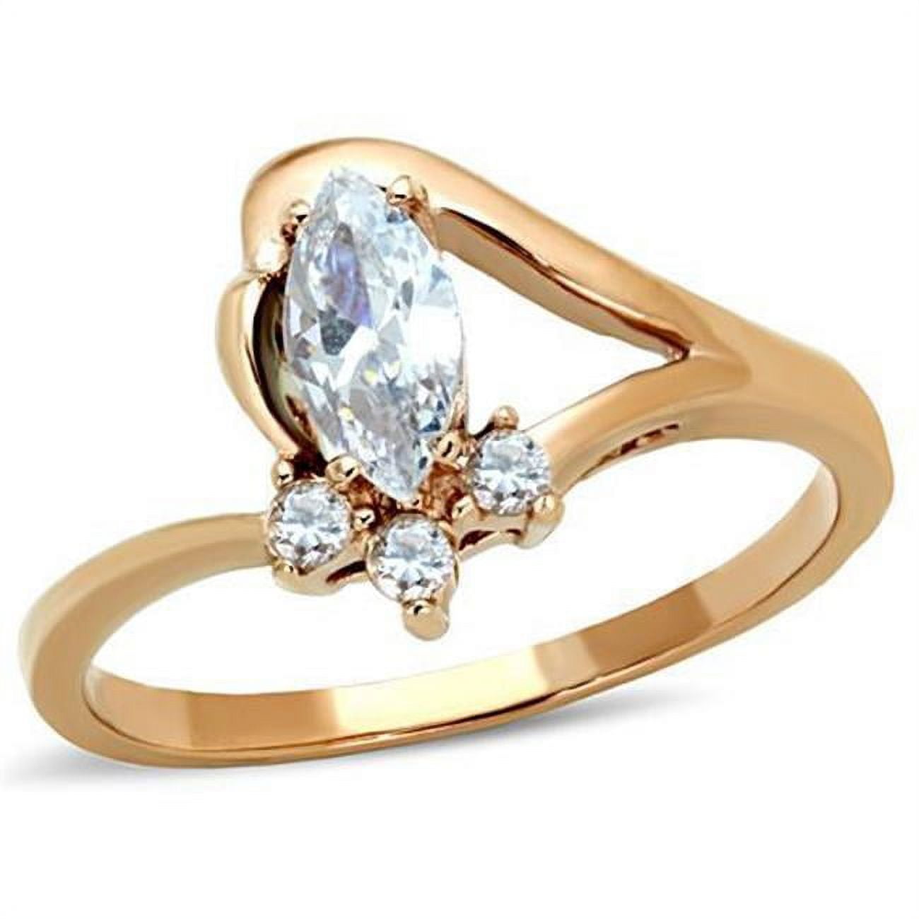 TK1590-9 Women IP Rose Gold Stainless Steel Ring with AAA Grade CZ in Clear - Size 9
