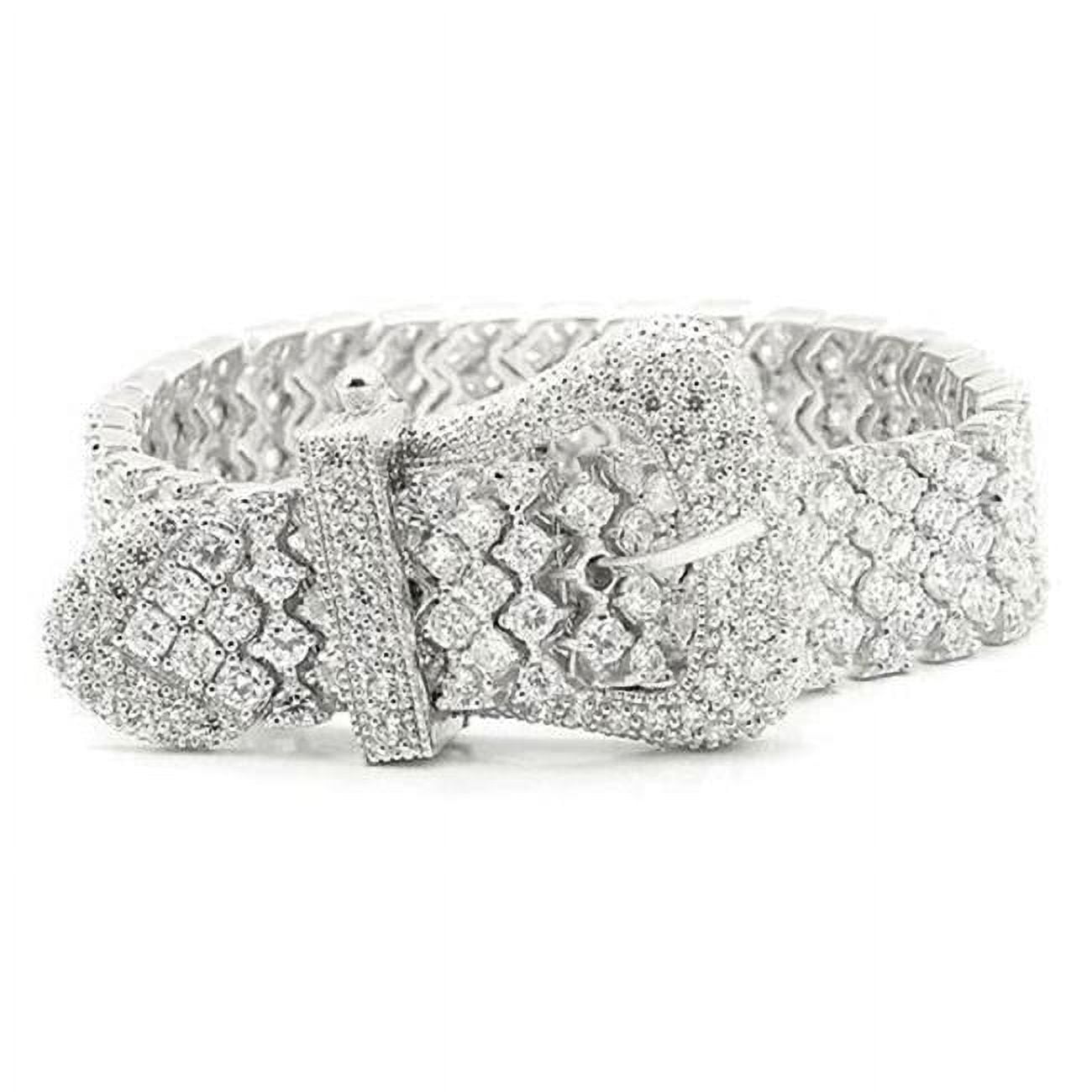 LOS179-7 Women Rhodium 925 Sterling Silver Bracelet with AAA Grade CZ in Clear - 7 in.