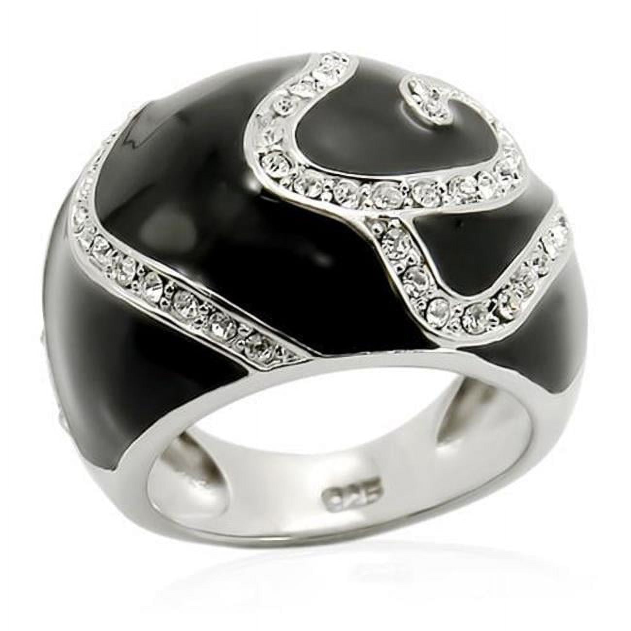 LOS212-8 Women Rhodium 925 Sterling Silver Ring with Top Grade Crystal in Clear - Size 8