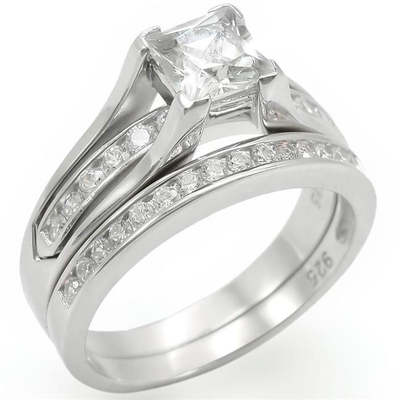 LOS256-10 Women Rhodium 925 Sterling Silver Ring with AAA Grade CZ in Clear - Size 10