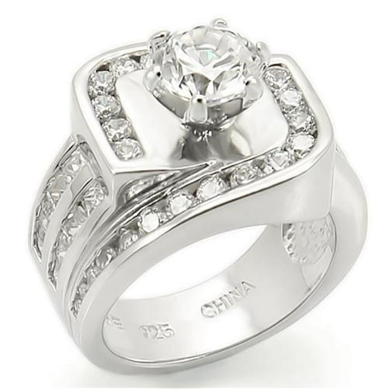 LOS265-6 Women Rhodium 925 Sterling Silver Ring with AAA Grade CZ in Clear - Size 6