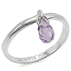 Picture of Alamode LOS325-11 Women Silver 925 Sterling Silver Ring with Genuine Stone in Amethyst - Size 11
