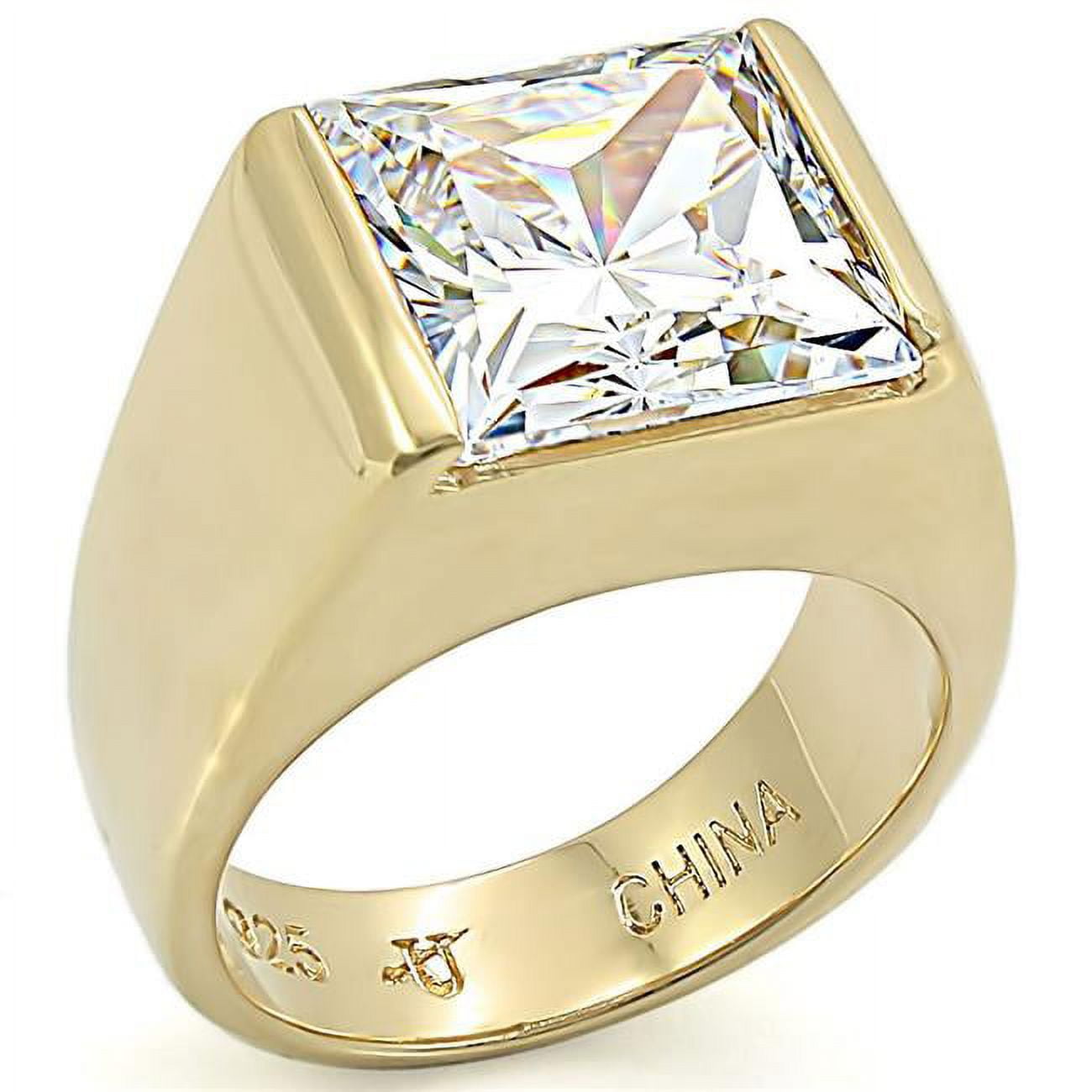 LOS375-9 Women Gold 925 Sterling Silver Ring with AAA Grade CZ in Clear - Size 9