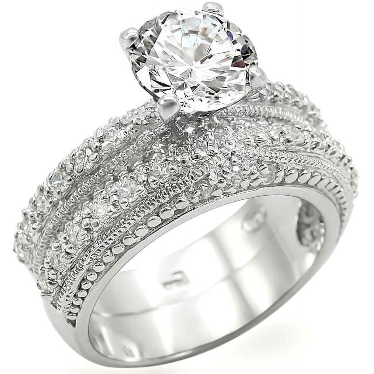 LOS400-5 Women Rhodium 925 Sterling Silver Ring with AAA Grade CZ in Clear - Size 5