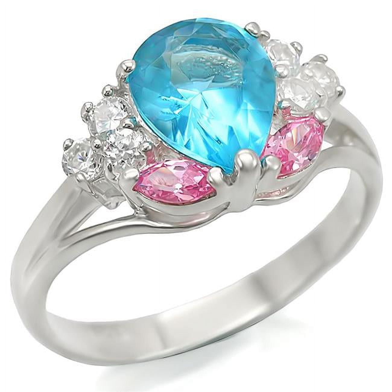 Picture of Alamode LOS450-9 Women Silver 925 Sterling Silver Ring with Synthetic in Sea Blue - Size 9