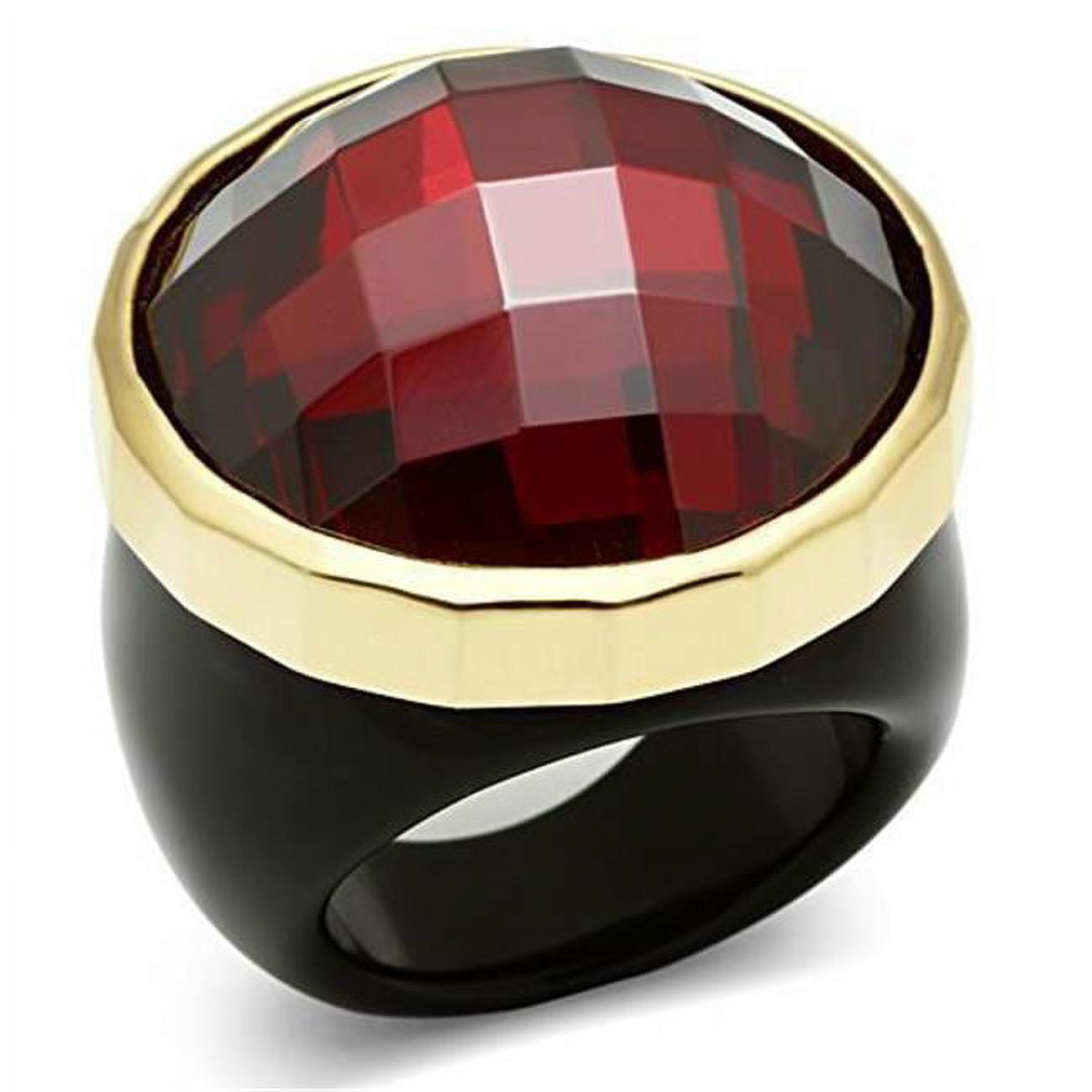 Women Gold 925 Sterling Silver Ring with AAA Grade CZ in Garnet - Size 7