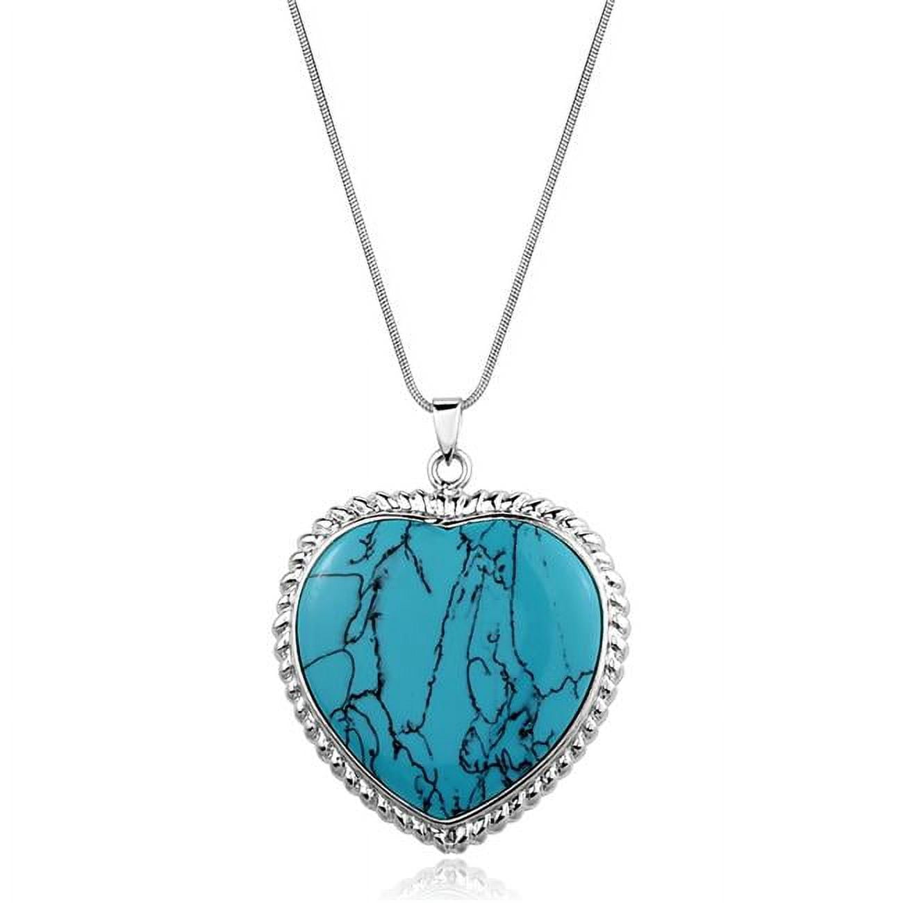 LOS861-16 Women Silver 925 Sterling Silver Necklace with Synthetic in Sea Blue - 16 in.