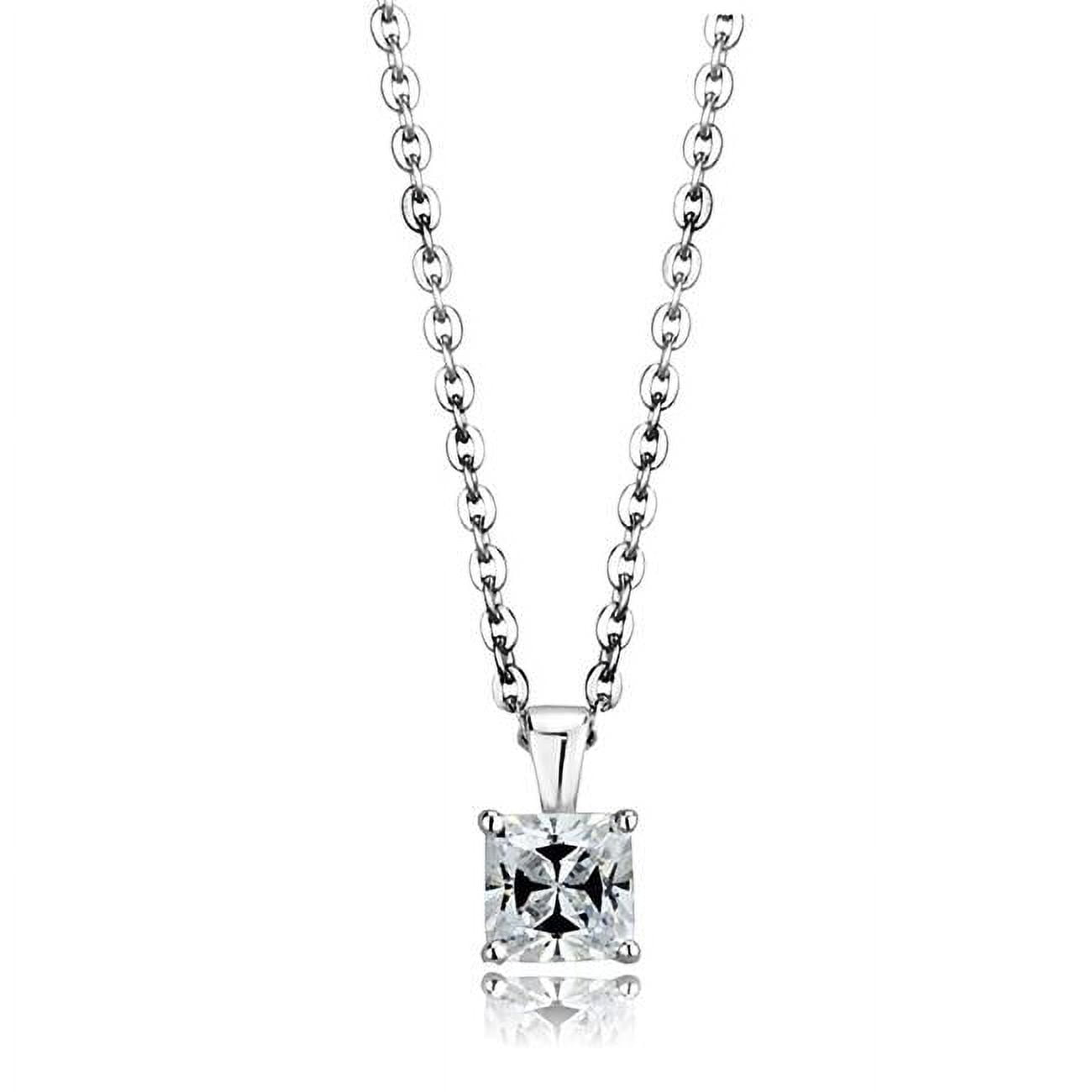 Picture of Alamode LOS893-18 Women Rhodium 925 Sterling Silver Chain Pendant with AAA Grade CZ in Clear - 18 in.