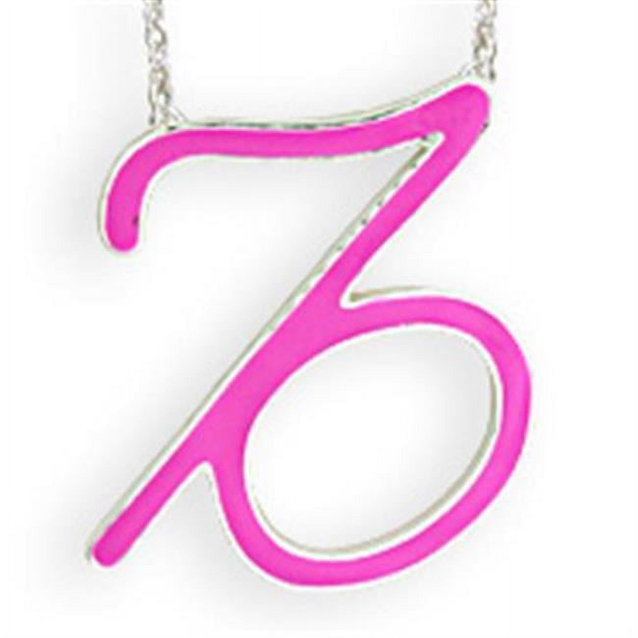 Picture of Alamode SNK04PINK-18 Women Silver Brass Chain Pendant with Epoxy in Rose - 18 in.