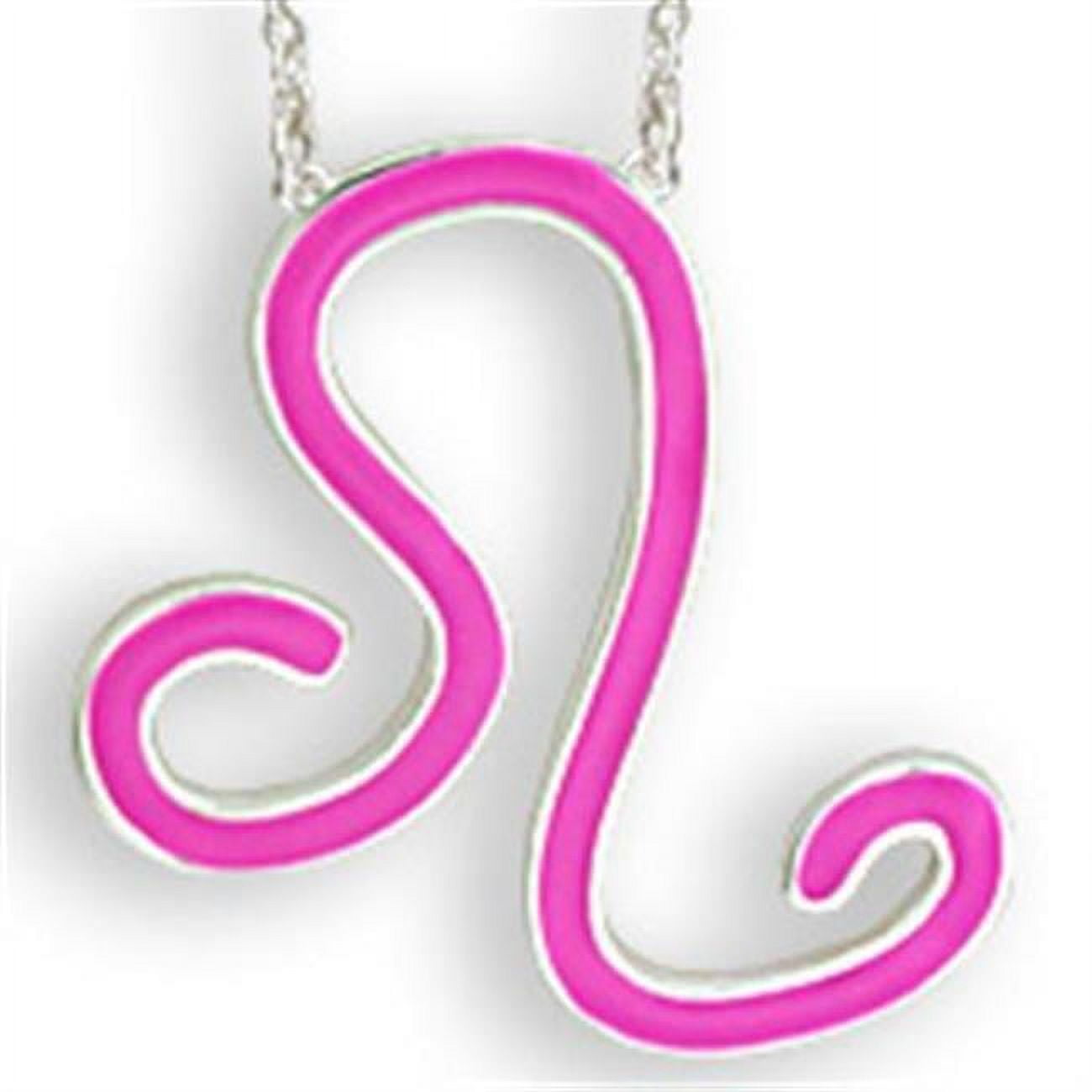 Picture of Alamode SNK06PINK-18 Women Silver Brass Chain Pendant with Epoxy in Rose - 18 in.