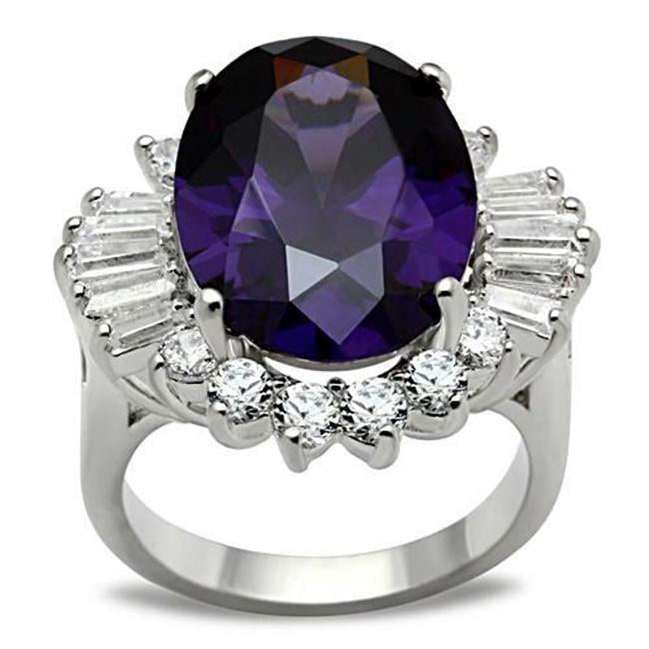 SS001-7 Women Silver 925 Sterling Silver Ring with AAA Grade CZ in Amethyst - Size 7
