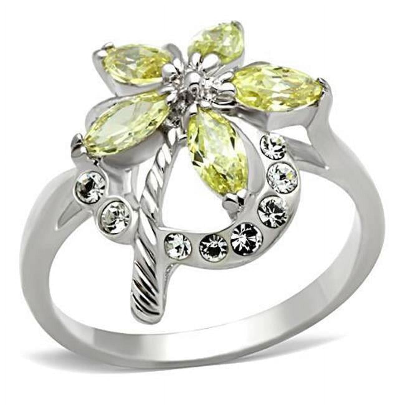 SS013-8 Women Silver 925 Sterling Silver Ring with AAA Grade CZ in Apple Green - Size 8