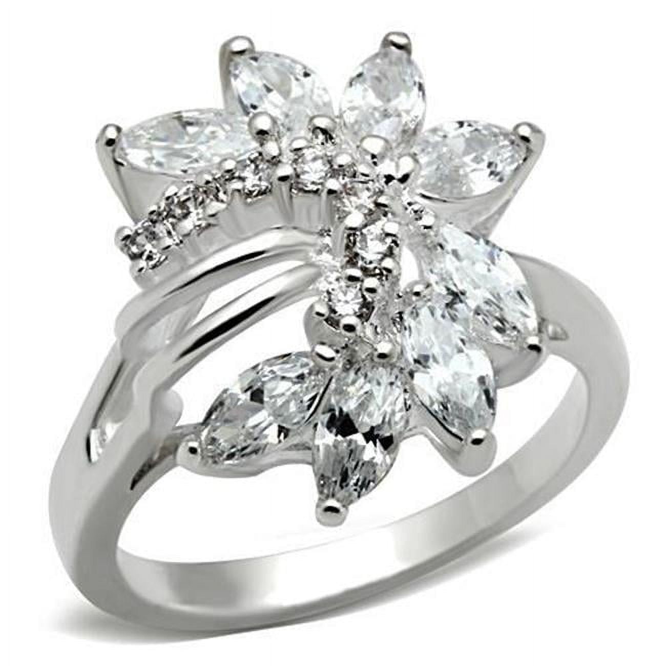 SS018-6 Women Silver 925 Sterling Silver Ring with AAA Grade CZ in Clear - Size 6