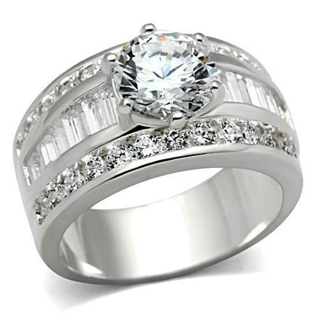 SS019-10 Women Silver 925 Sterling Silver Ring with AAA Grade CZ in Clear - Size 10