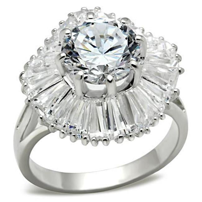 SS020-7 Women Silver 925 Sterling Silver Ring with AAA Grade CZ in Clear - Size 7