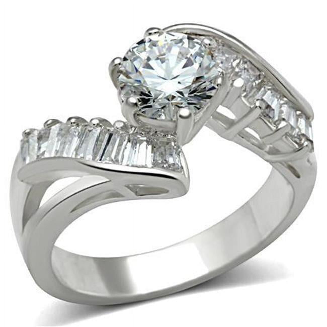 SS043-5 Women Silver 925 Sterling Silver Ring with AAA Grade CZ in Clear - Size 5