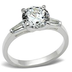 SS061-9 Women Silver 925 Sterling Silver Ring with AAA Grade CZ in Clear - Size 9