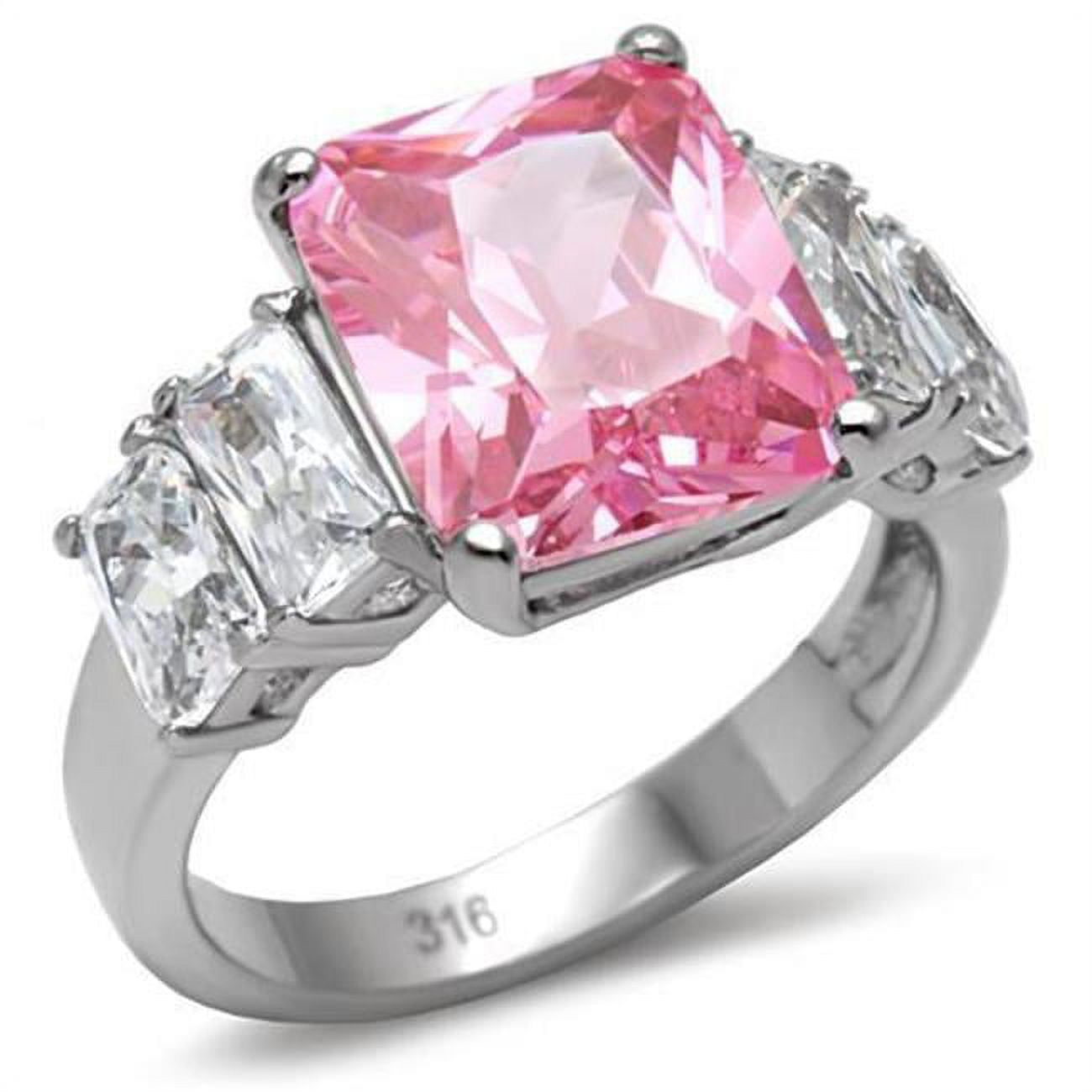 TK088-7 Women High Polished Stainless Steel Ring with AAA Grade CZ in Rose - Size 7
