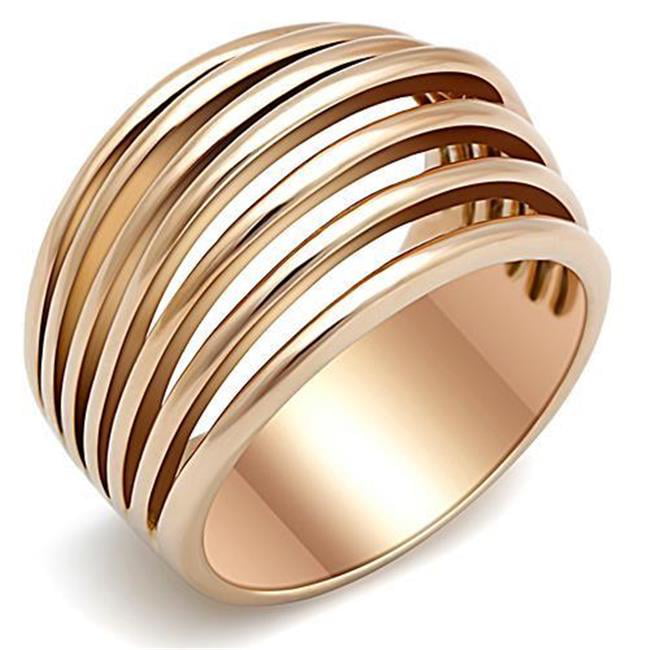 Women IP Rose Gold Stainless Steel Ring with No Stone in No Stone - Size 10