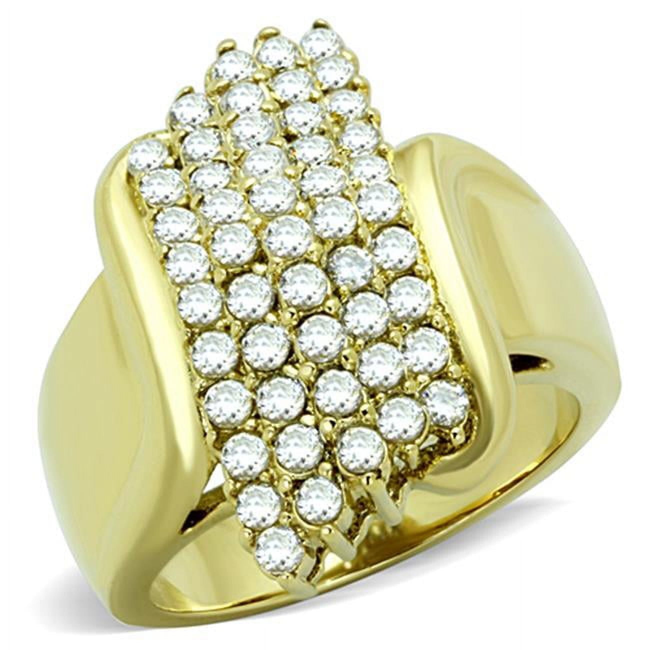TK1554-7 Women IP Gold Stainless Steel Ring with AAA Grade CZ in Clear - Size 7