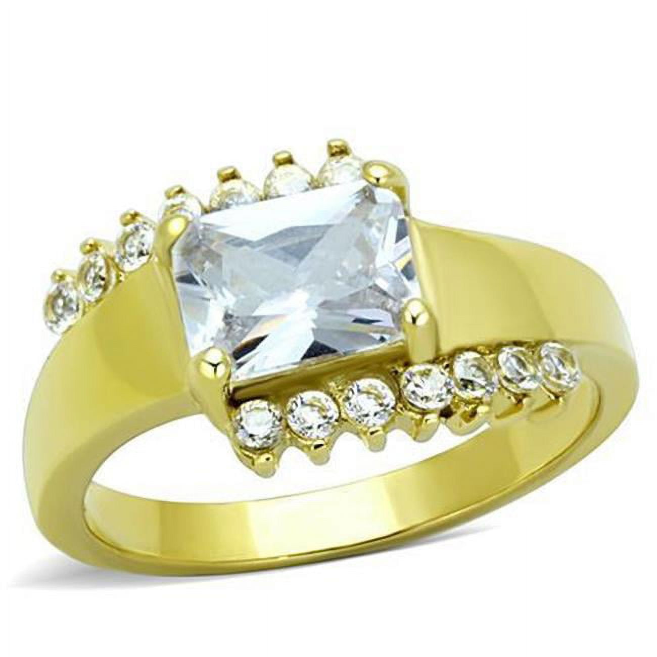 TK1588-10 Women IP Gold Stainless Steel Ring with AAA Grade CZ in Clear - Size 10
