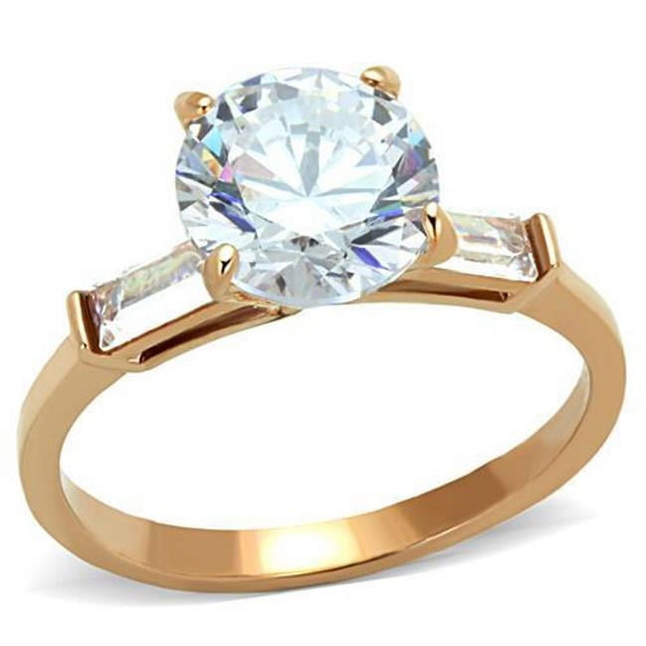 TK1595-8 Women IP Rose Gold Stainless Steel Ring with AAA Grade CZ in Clear - Size 8