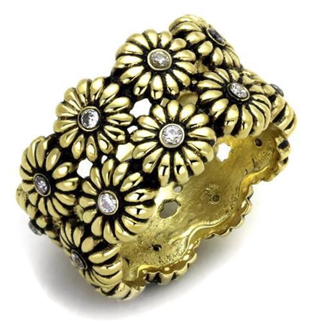 TK1626-8 Women IP Gold Stainless Steel Ring with AAA Grade CZ in Clear - Size 8
