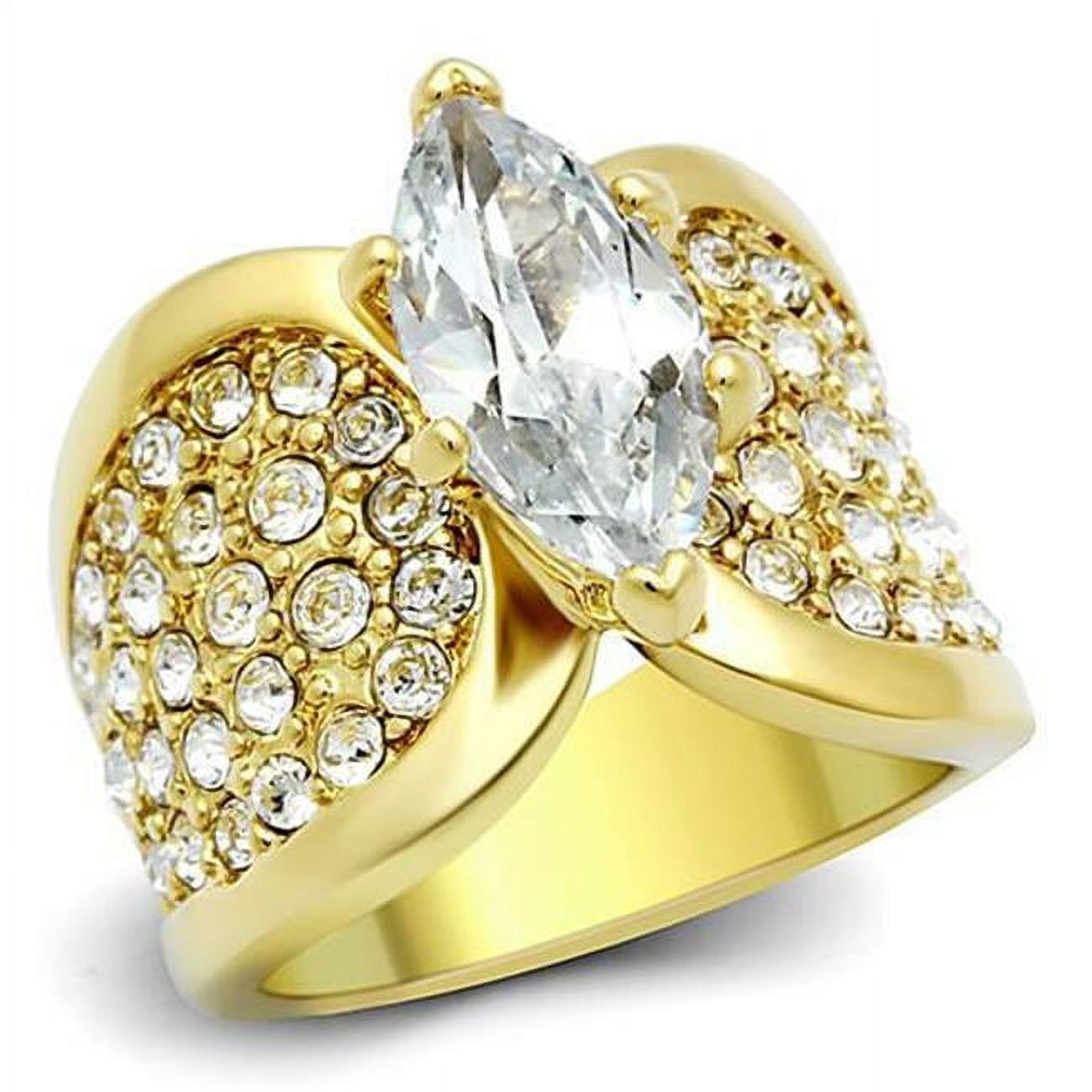 TK1672-11 Women IP Gold Stainless Steel Ring with AAA Grade CZ in Clear - Size 11