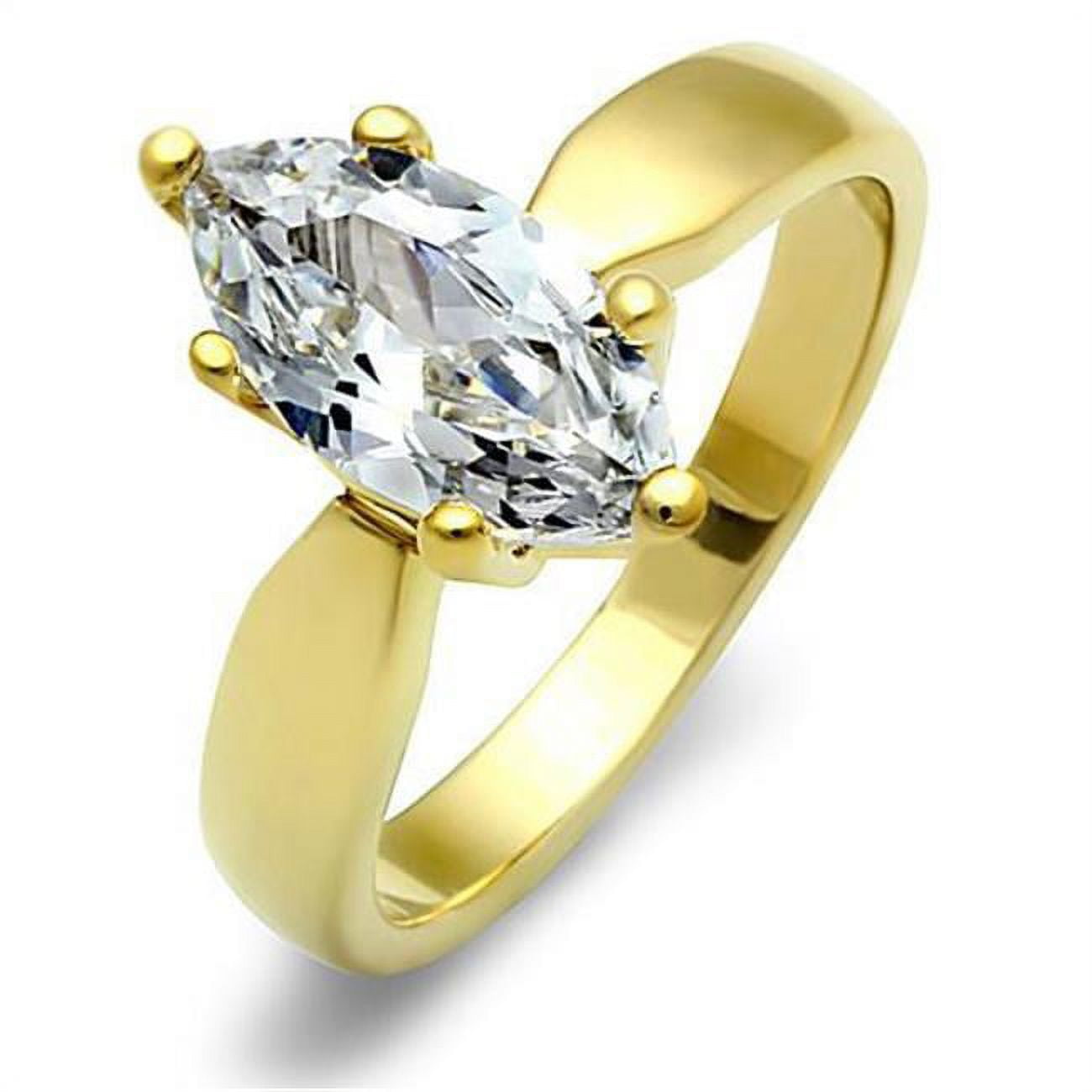 TK1673-9 Women IP Gold Stainless Steel Ring with AAA Grade CZ in Clear - Size 9