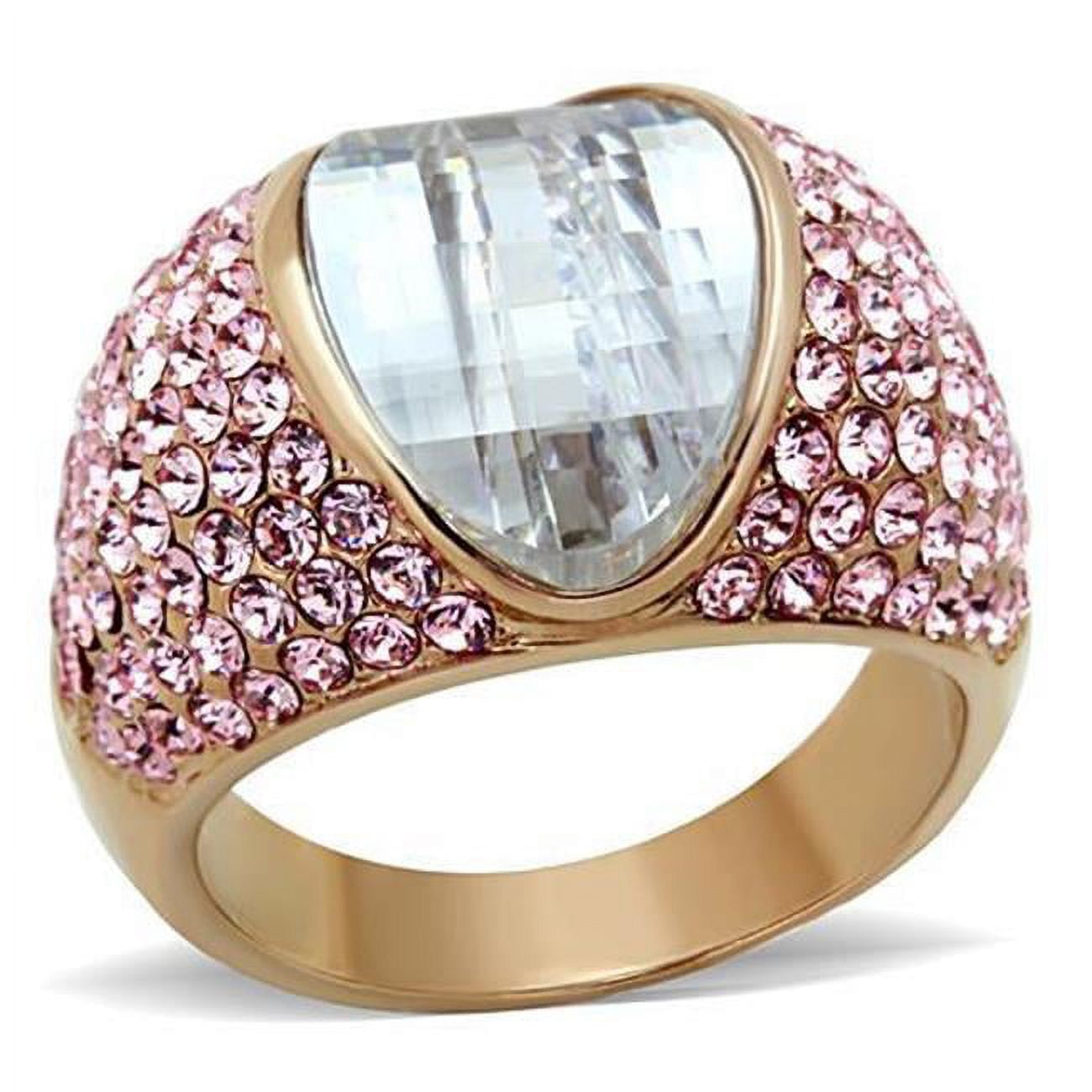 TK1692-6 Women IP Rose Gold Stainless Steel Ring with AAA Grade CZ in Clear - Size 6