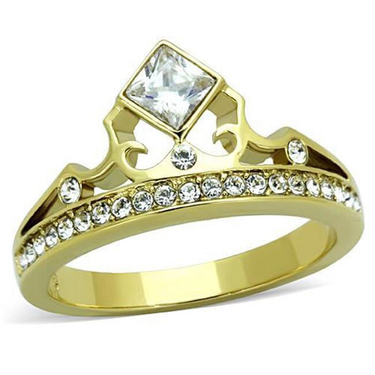 TK1727-6 Women IP Gold Stainless Steel Ring with AAA Grade CZ in Clear - Size 6