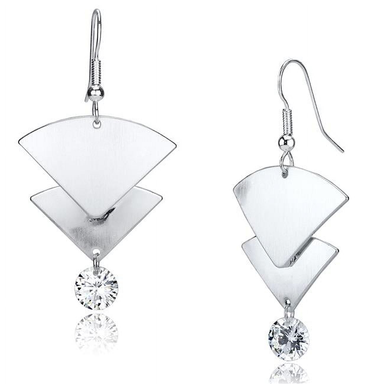 Picture of Alamode LO2662 Women Matte Rhodium & Rhodium Iron Earrings with AAA Grade CZ in Clear