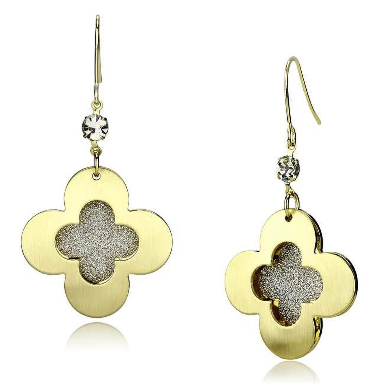 Picture of Alamode LO2668 Women Matte Gold & Gold Iron Earrings with Top Grade Crystal in Clear