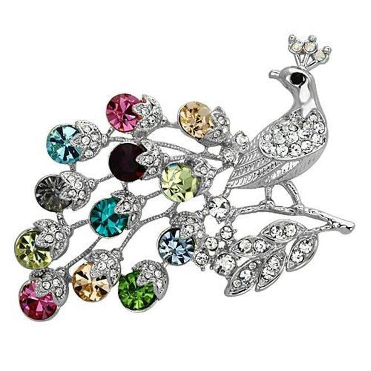 Picture of Alamode LO2769 Women Imitation Rhodium White Metal Brooches with Top Grade Crystal in Multi Color