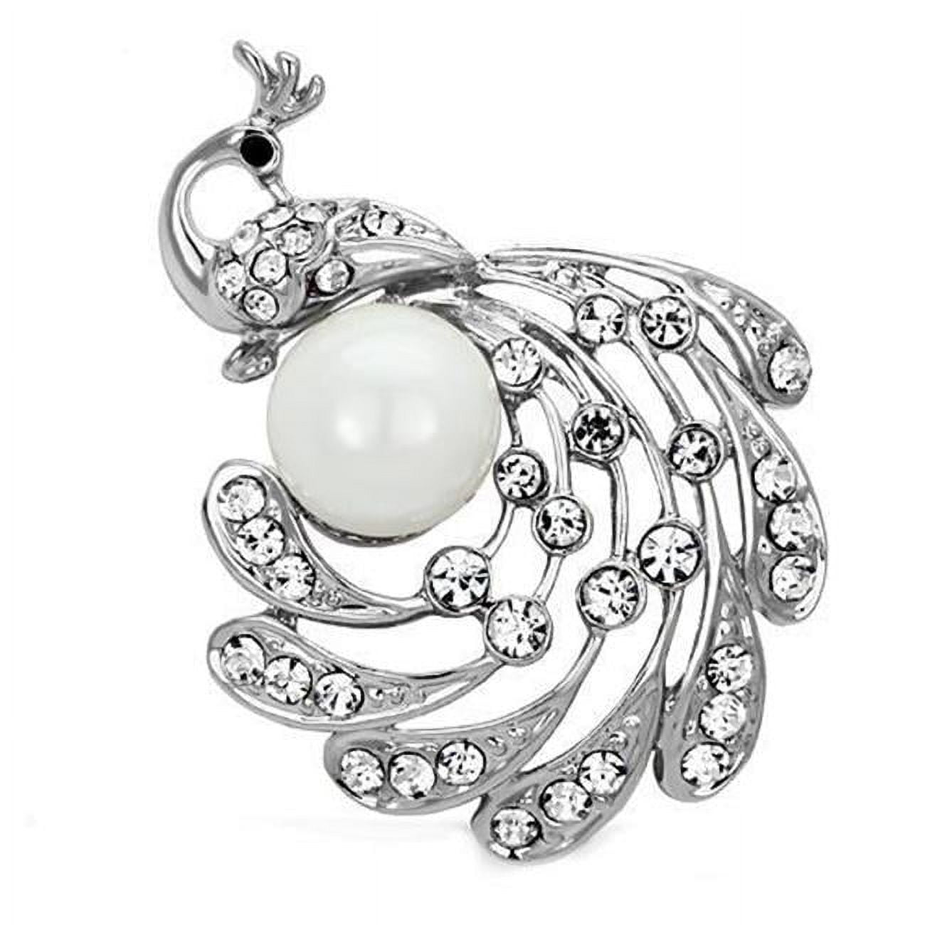 Picture of Alamode LO2777 Women Imitation Rhodium White Metal Brooches with Synthetic in White