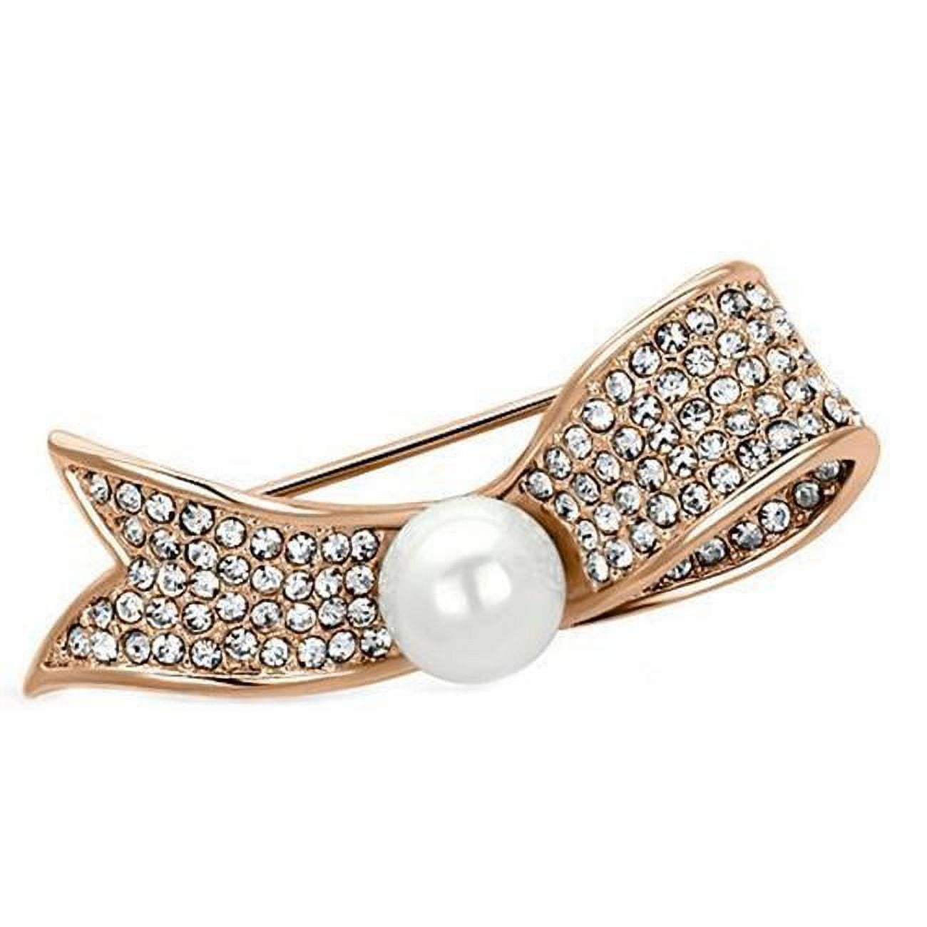 Picture of Alamode LO2800 Women Flash Rose Gold White Metal Brooches with Synthetic in White